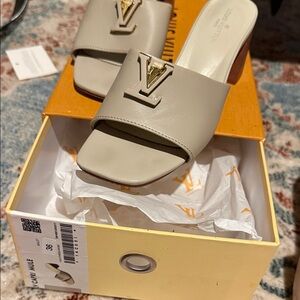 Louis Vuitton Cream Slide Sandals
